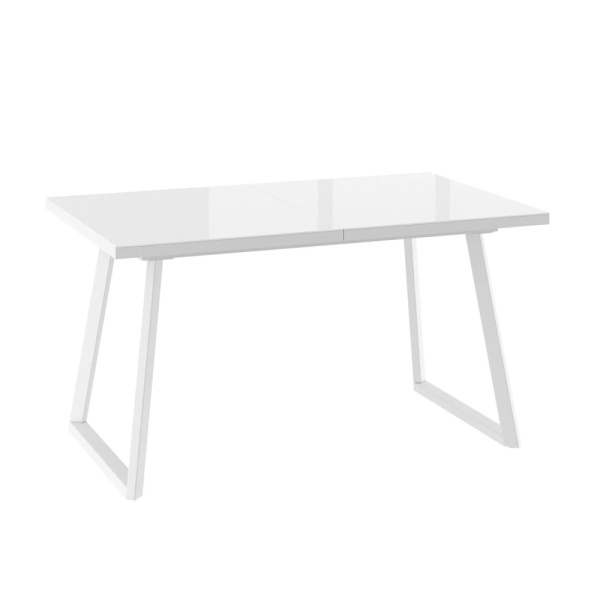 Стол LOFT LUX-160, раздвижной со стеклом 160(205)х90, БЕЛЫЙ ОПТИВАЙТ/БЕЛЫЙ